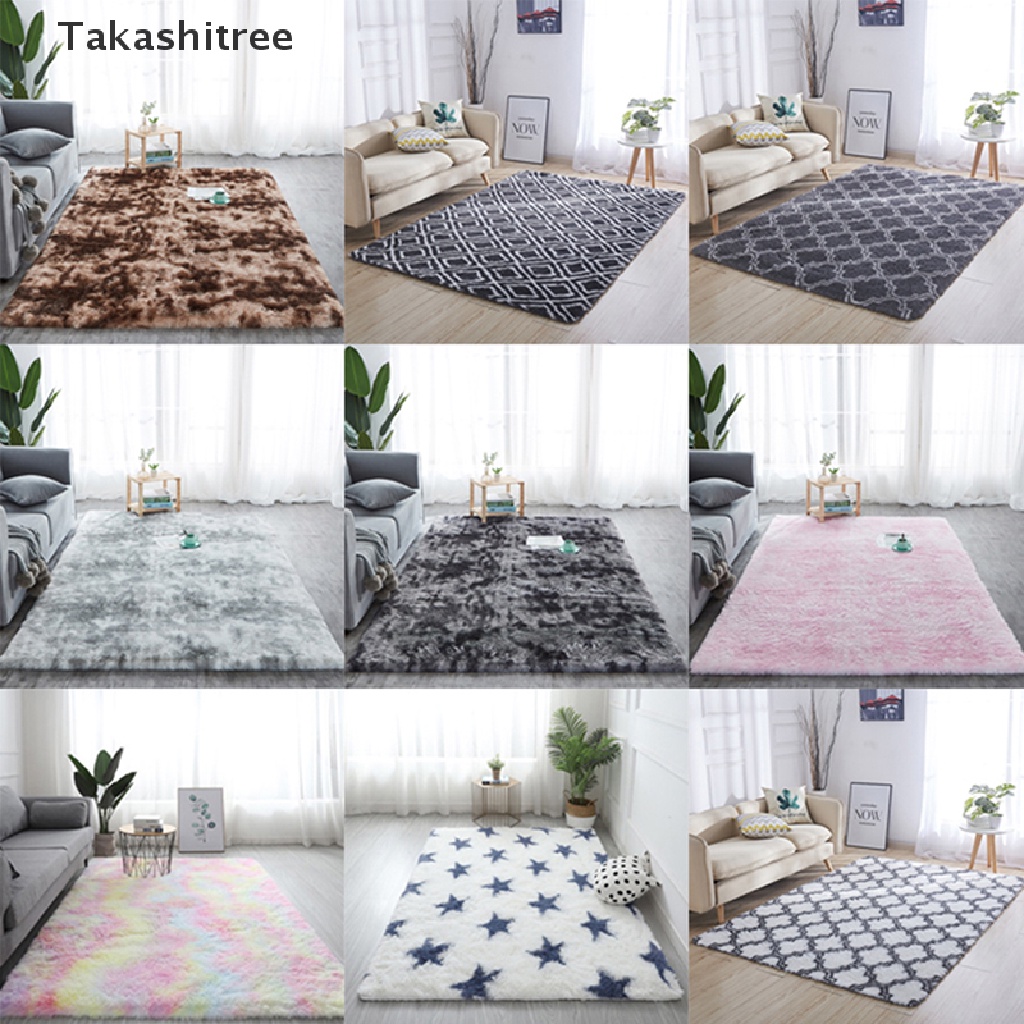 Tấm thảm lót sàn hình chữ nhật vải lông họa tiết nhuộm màu độc đáo dành cho trang trí phòng khách