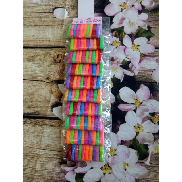 [Sale70%] Vĩ 10 dây cột tóc nhiều màu size trung