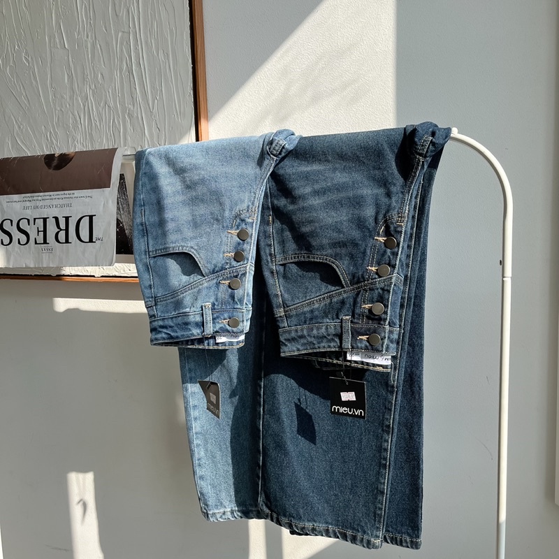 Quần jeans suông 4 nút gài MIEU - JMR06