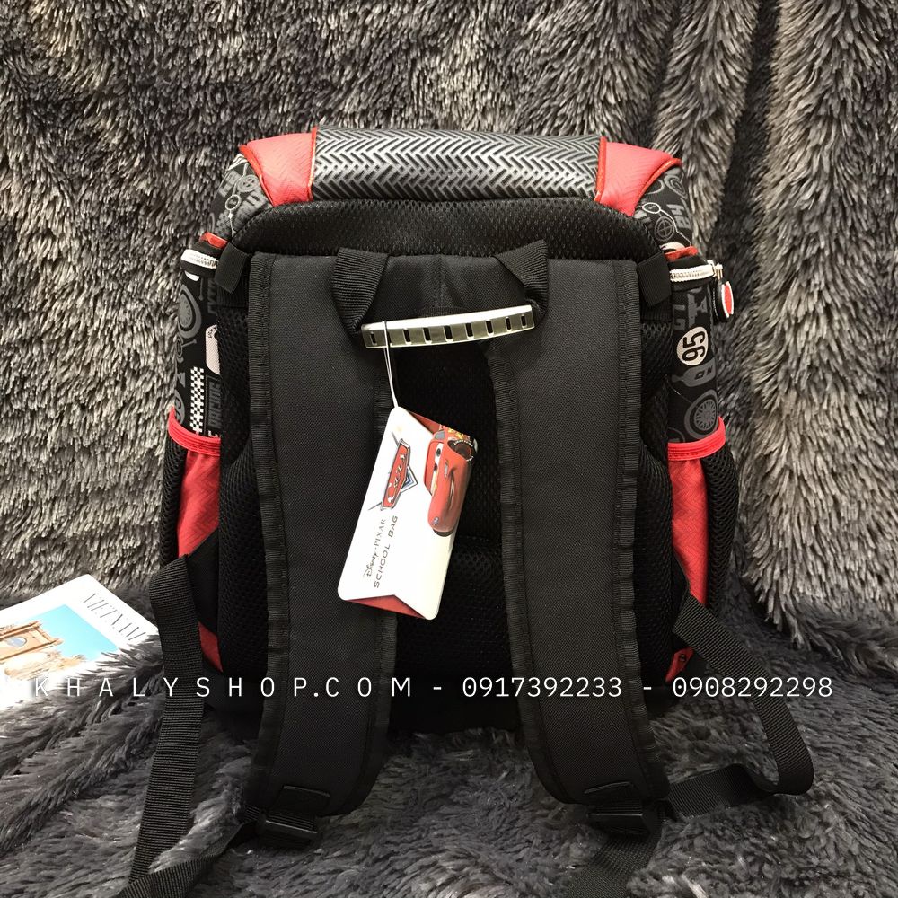 Balo học sinh đi học phù chống gù lưng hình xe đua Car MCQUEEN 95 Disney cho Bé iu