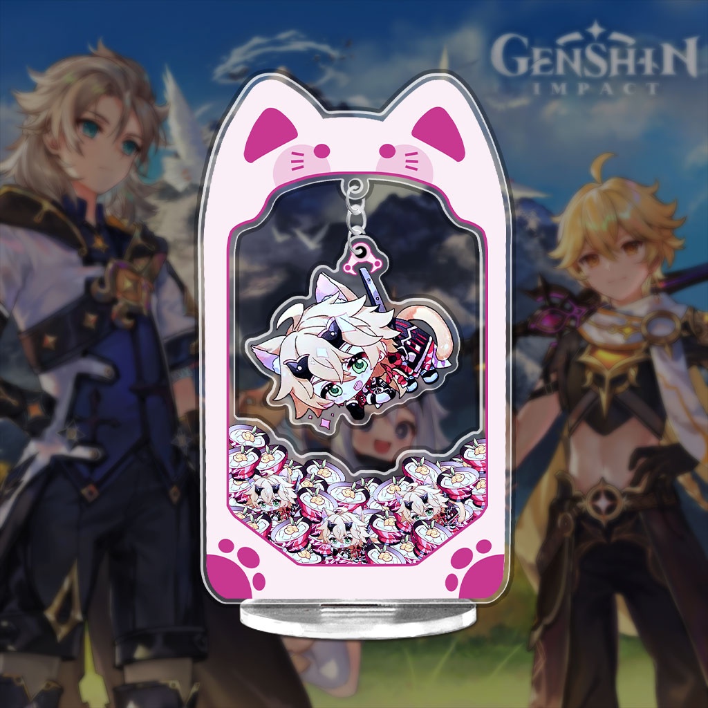 Mô hình gắp thú bông Genshin impact chibi các nhân vật kèm theo móc treo Cao 15cm