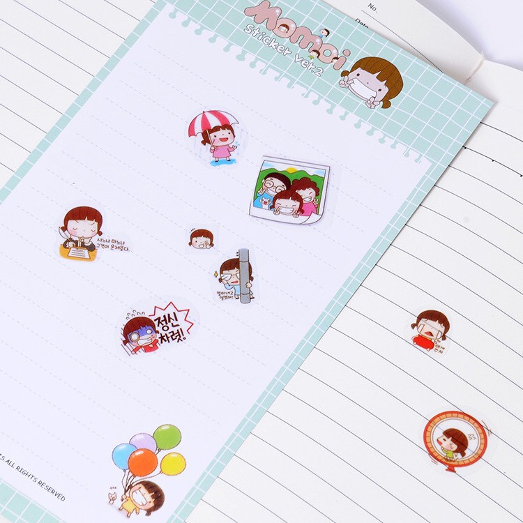 [BÓC DÁN] Set 6 tấm sticker hình cô gái dễ thương phong cách Hàn Quốc