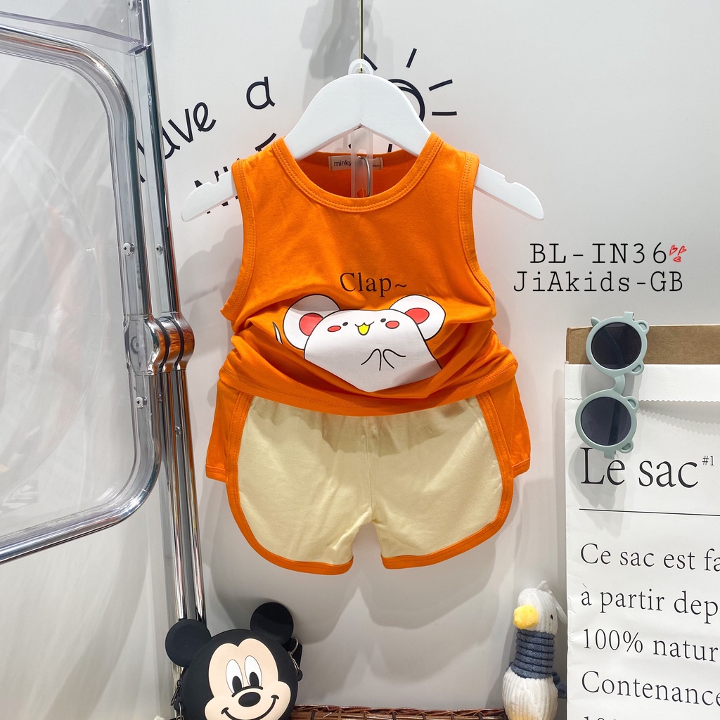 [Bé:8-27kg] Bộ Ba Lỗ Minky Mom, Vải Thun Lạnh Thoáng Mát Thiết Kế Mới  Cho Bé Trai, Bé Gái 0-8 Tuổi - Mã: BL-IN36
