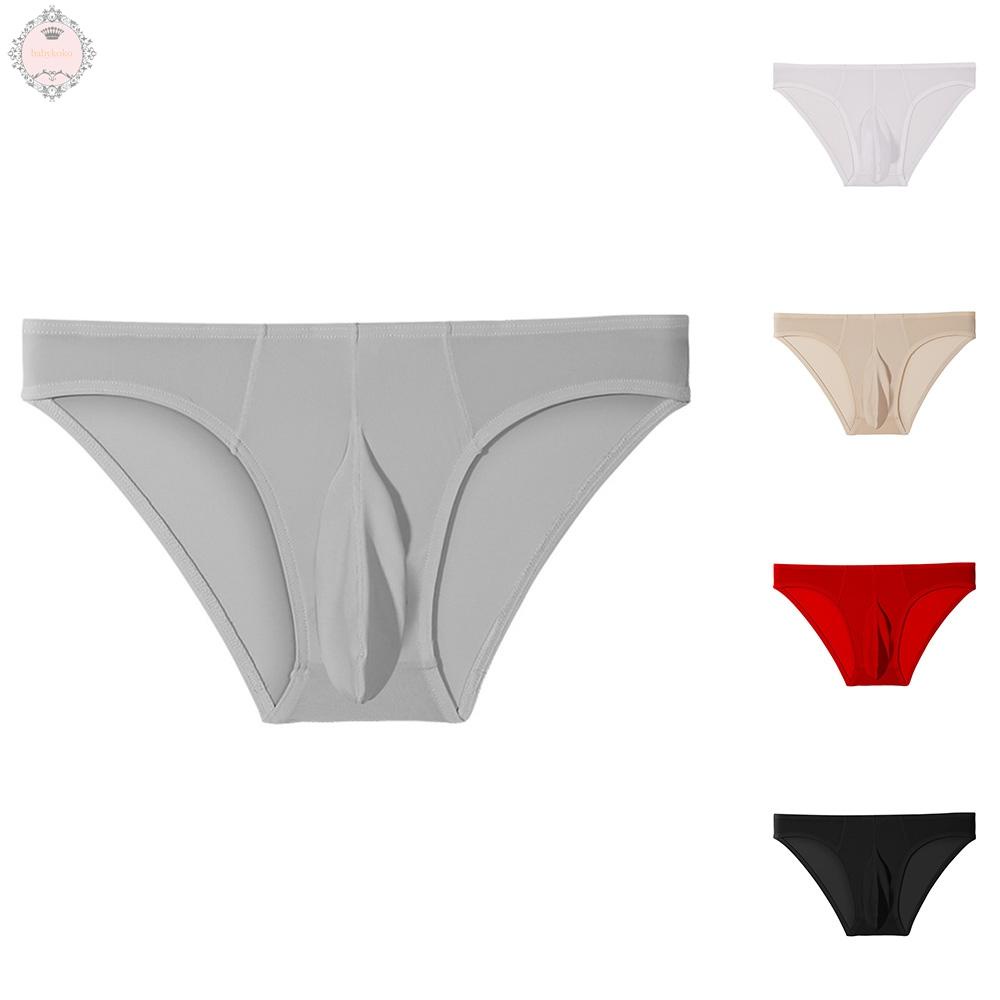 Men Lingerie Pouch Stretchy Thong Underpants Breathable Briefs Ice Silk