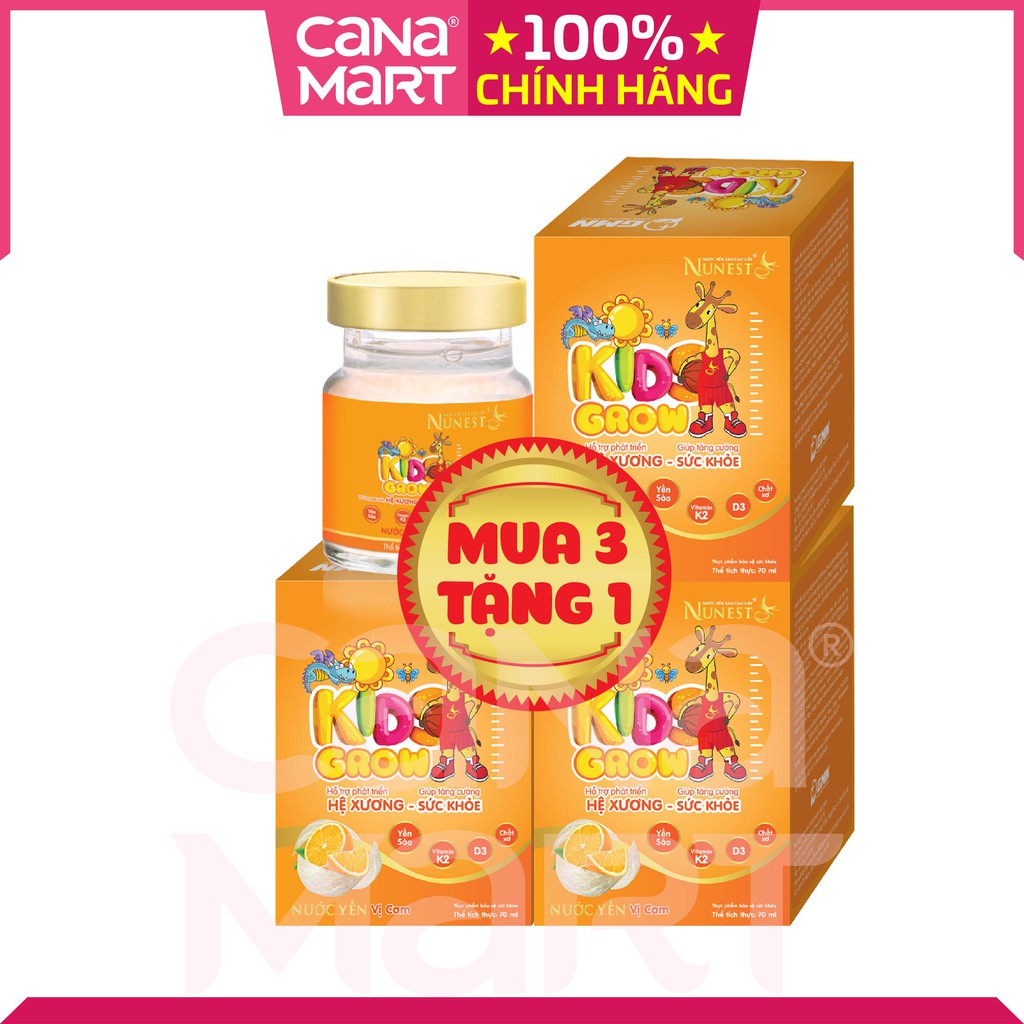 [MUA 3 TẶNG 1] Nước yến cho bé Nunest Kid Grow, tăng cường sức khỏe, hỗ trợ tiêu hóa