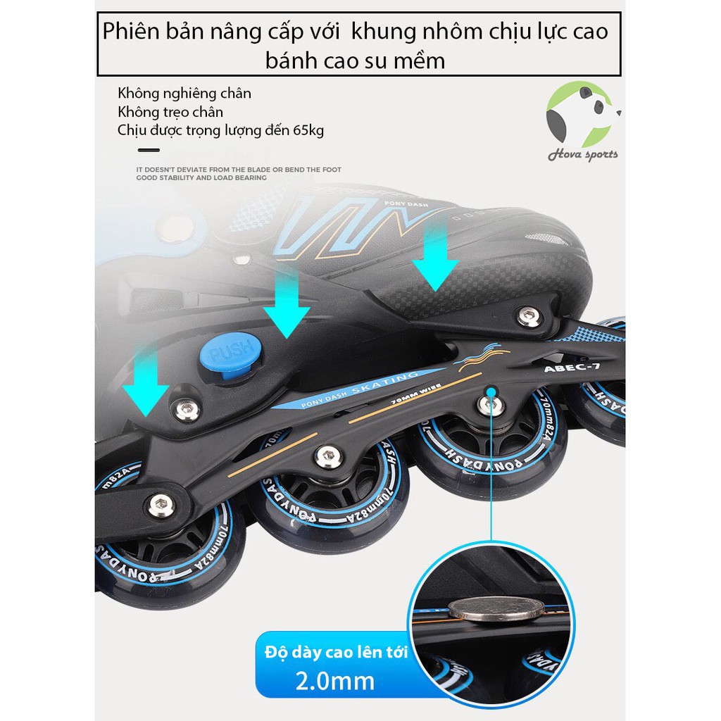 [ Sản Phẩm mới ]    Giày trượt patin Pony Dash 8 bánh phát sáng full flash có thể điều chỉnh to nhỏ