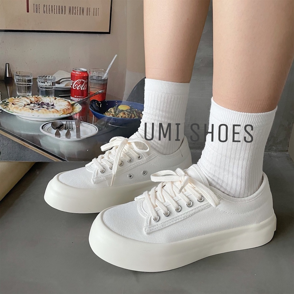 [ĐẾ CAO] Giày thể thao nữ đế bằng bánh mì basic độn đế vải canvas bata mới hot phong cách retro ulzzang đẹp cá tính đẹp