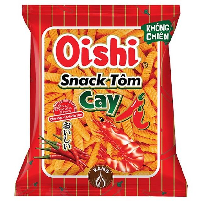 Bánh Snack Tôm cay Oishi gói 42g vị Tôm cay / Tôm cay đặc biệt / Tôm cay muối ớt xanh