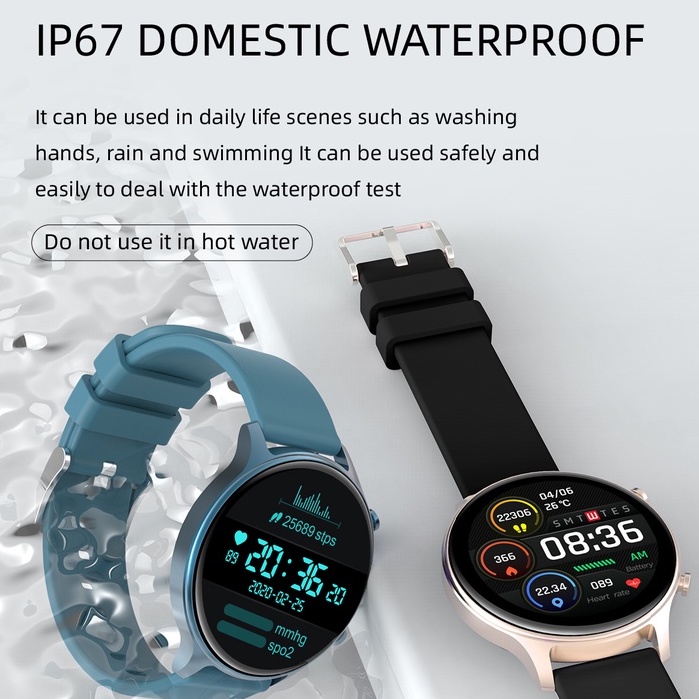 Aolon DS30 Smart Watch with Bluetooth Call Message Reminder Function Suitable for Men's and Women's Waterproof Heart Rate Monitor