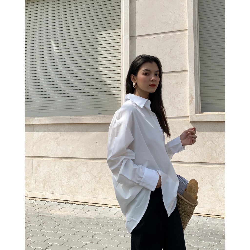 Áo Sơ Mi Trắng Vải Ít Nhăn - Mulles Shirt | HQ3372 | Lana Official