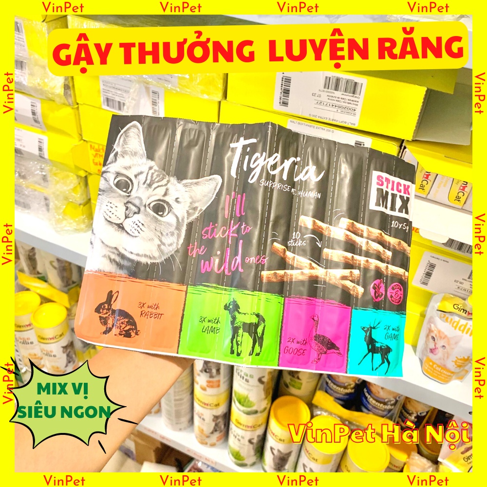 (1 thanh)GẬY THƯỞNG TIGERIA STICK SNACK 5G 4 VỊ CHO MÈO NHẬP ĐỨC