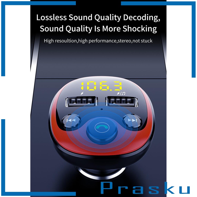 [PRASKU]Bluetooth Car Hands-Free MP3 Player FM Transmitter Multifunction Charger