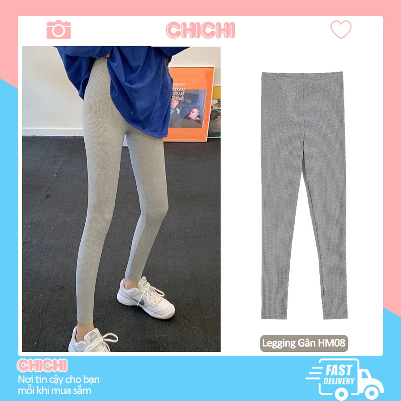 Quần legging nữ dài thun gân fnlm cao cấp nâng mông cạp cao cotton dày dặn ChiChi HM08 | WebRaoVat - webraovat.net.vn