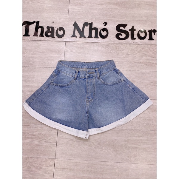 quần đùi phom xoè viền trắng(hình thật)