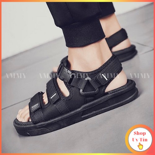 Giày sandal nam đi học cao cấp 2021 dép quai hậu nữ thời trang đế cao su 3 quai khoá