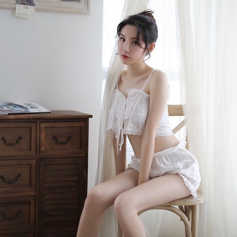 Bộ ngủ, bộ mặc nhà màu trắng pha ren cực xinh hàng siêu đẹp TU627 | BigBuy360 - bigbuy360.vn