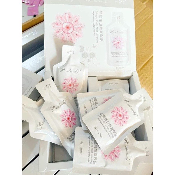 NƯỚC UỐNG COLLAGEN YẾN ROSEBEAUTY CÓ 8 TÚI NHỎ GIÚP LÀM ĐẸP DA -PINKSTORE