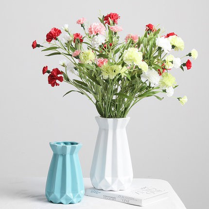 Bình hoa, Lọ cắm hoa gốm sứ cao 15cm thiết kế đơn vân đơn giản trang trí cafe , bàn làm việc