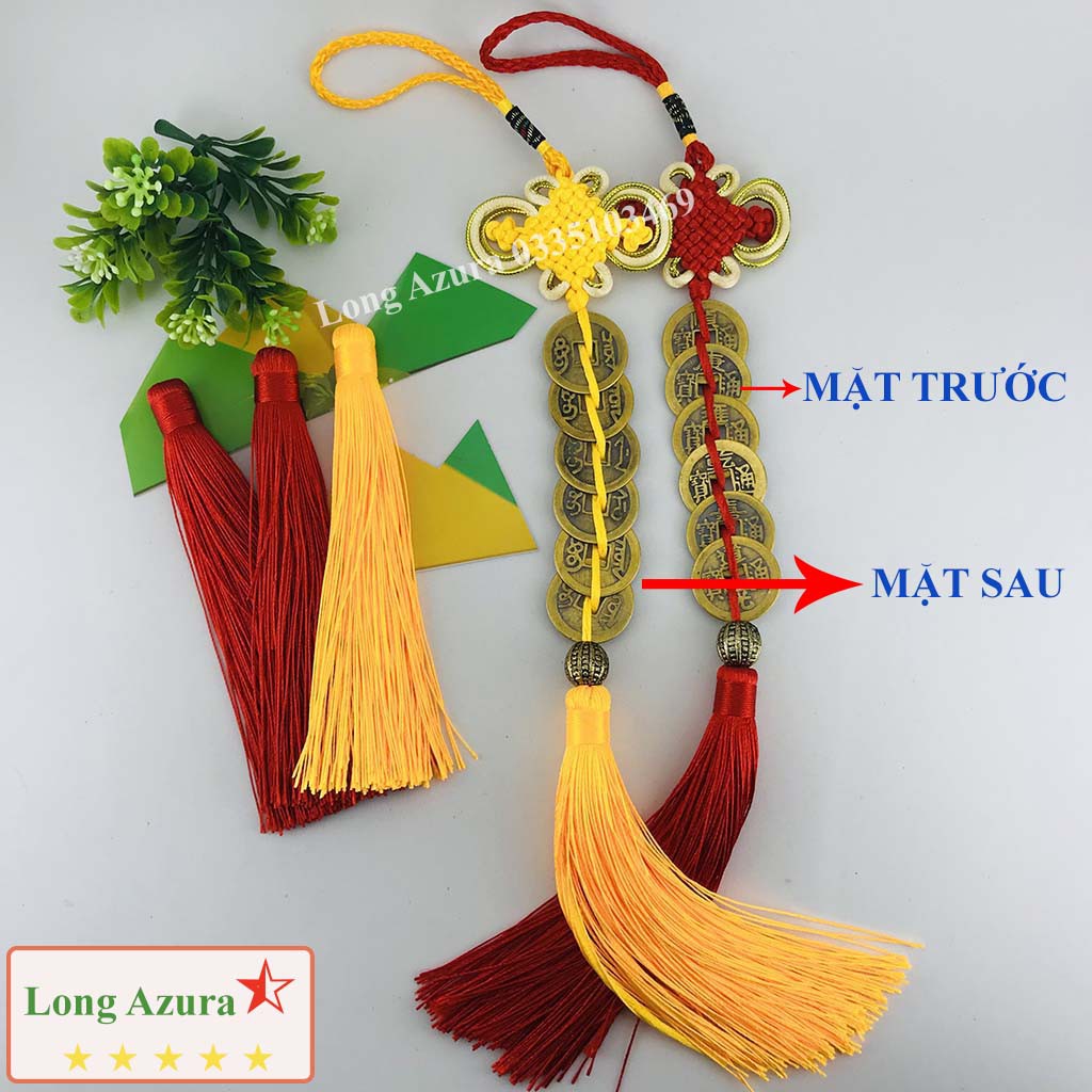 Xâu tiền lục đế, xâu 6 đồng xu, đồng thâu, 2.3cm, chiêu tài lộc, may mắn