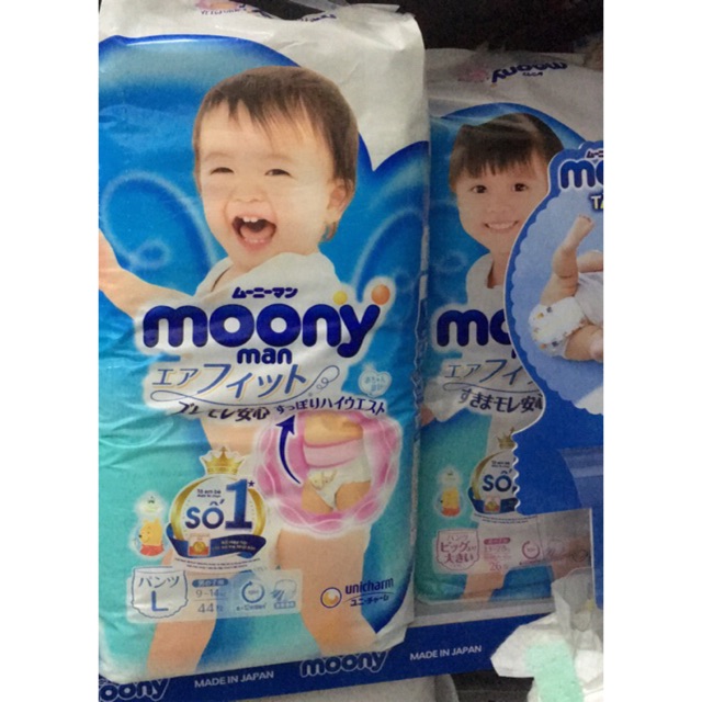 {Mẫu mới}Bỉm Moony quần bé gái bịch L44(9-14g)