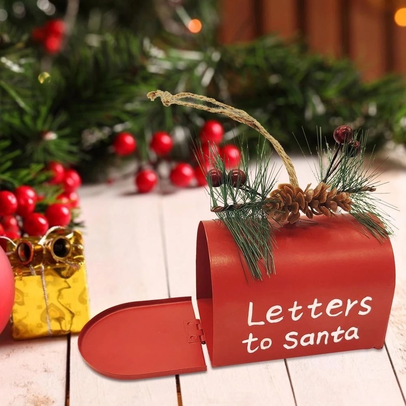 [Christmas Home Decoration Products] [Metal and Iron Christmas Red Mailbox Ornaments, Christmas Ornaments For Xmas Tree] [Christmas Tree Decorative Pendant Accessories]