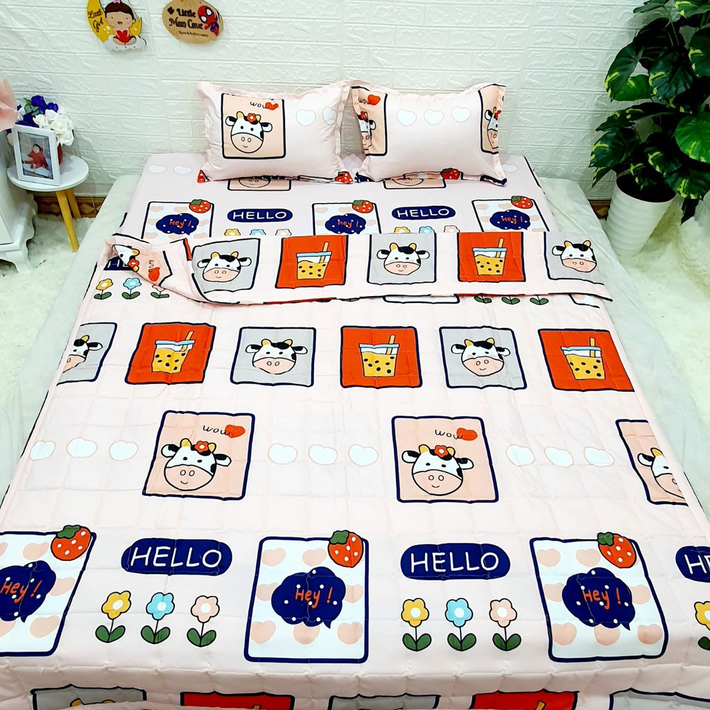 Bộ Ga Gối Cotton Poly mẫu Sư Tử Vàng