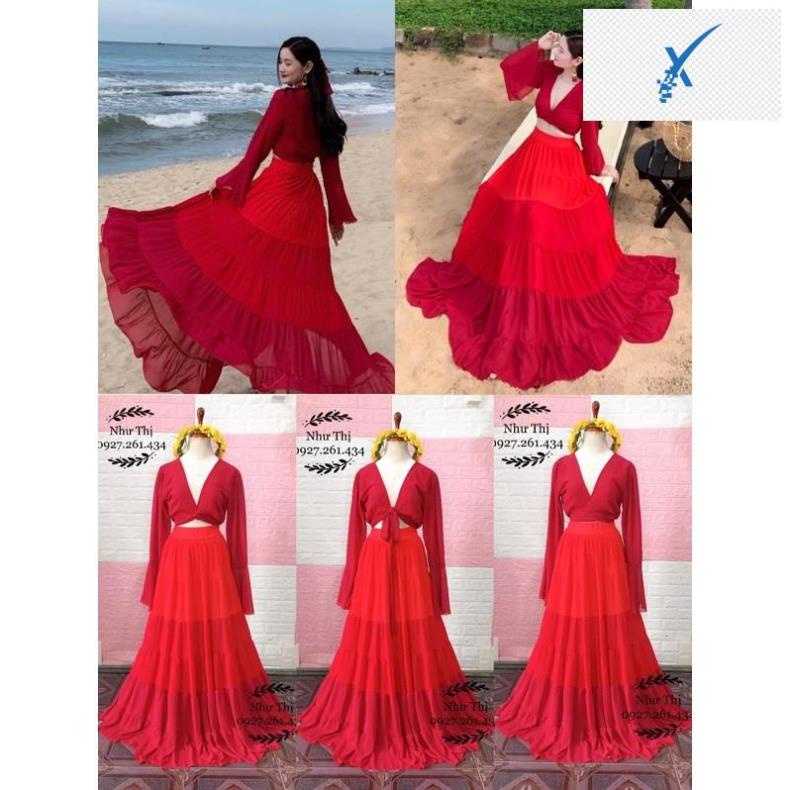 👰🤵 (miễn phí chỉnh váy) sét maxi boho áo cột ngực và chân váy chuyển màu sang trọng đi du lịch chụp hình sống ảo 👰🤵