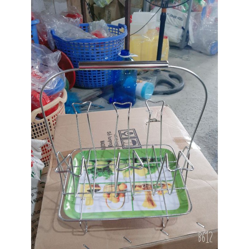 Úp cốc inox 6 úp cao cấp có khay hứng nước