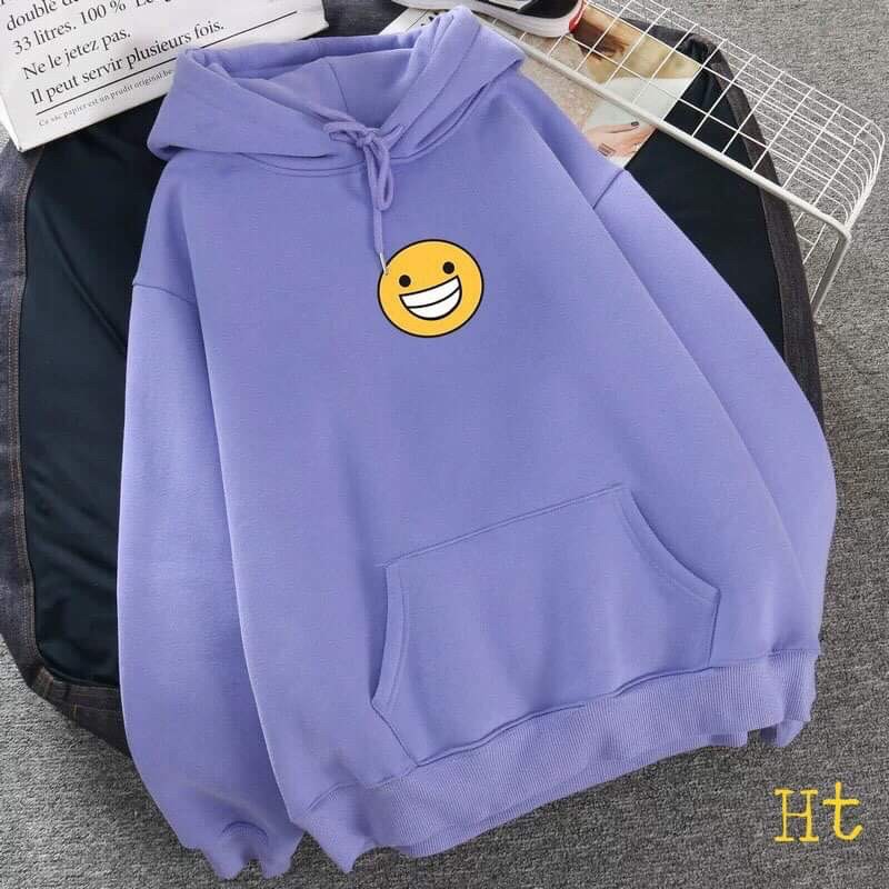 Áo hoodie mặt cười giữa ngực HT11, Áo nỉ Unisex from rộng, Chất nỉ ấm mặc không xù, thiết kế phong cách - MODY