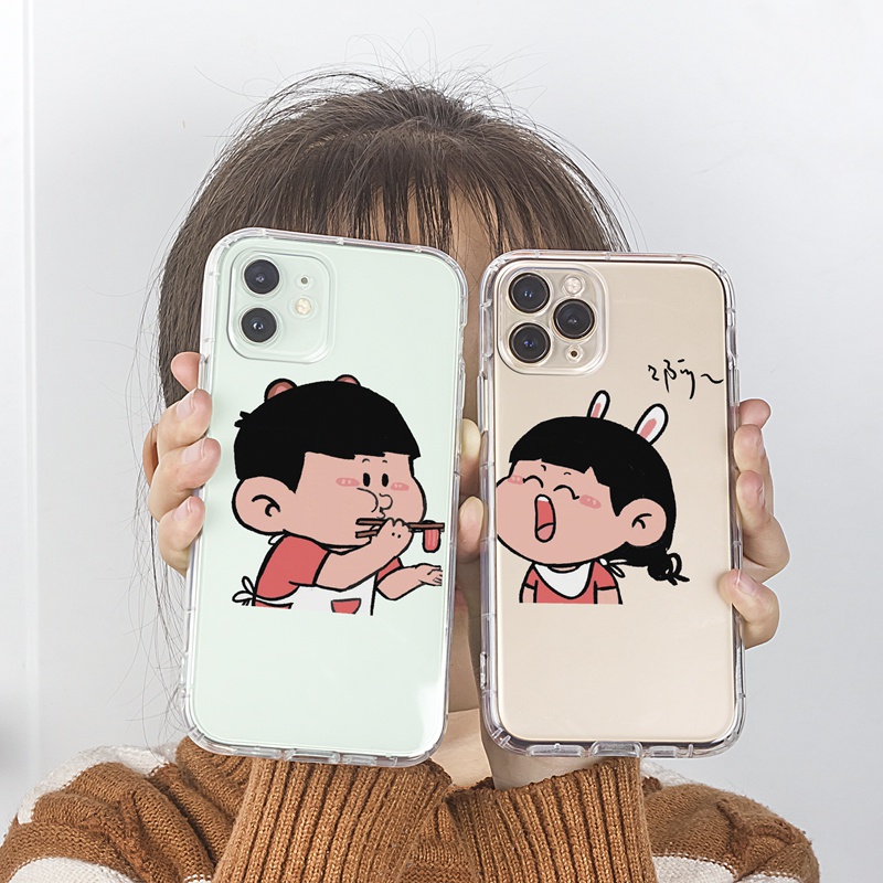 Ốp lưng iphone Ốp điện thoại tpu trong suốt họa tiết cặp đôi thích hợp cho iPhone 7 8 plus Xr XsMax 11Pro Max 13 12Pro Max 13 12