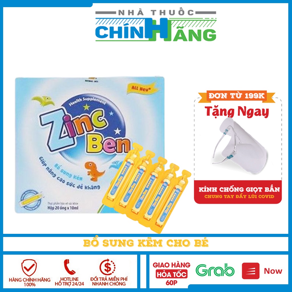 ZinC Ben - Ống Uống Bổ Sung Kẽm Hộp 20 ống