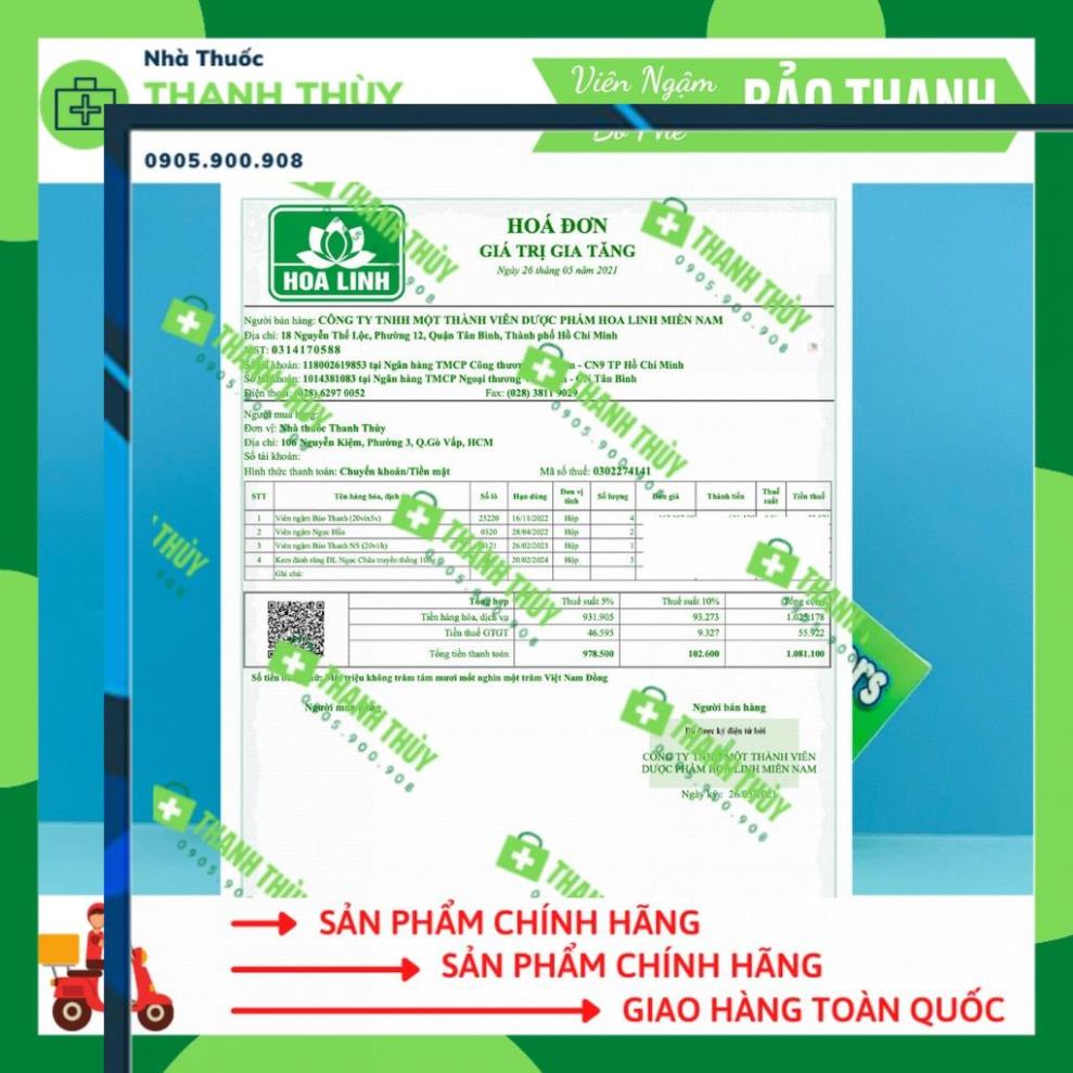 VIÊN NGẬM BẢO THANH  Bổ Phế, Trừ Ho, Hóa Đờm NHÀ THUỐC SÀI GÒN