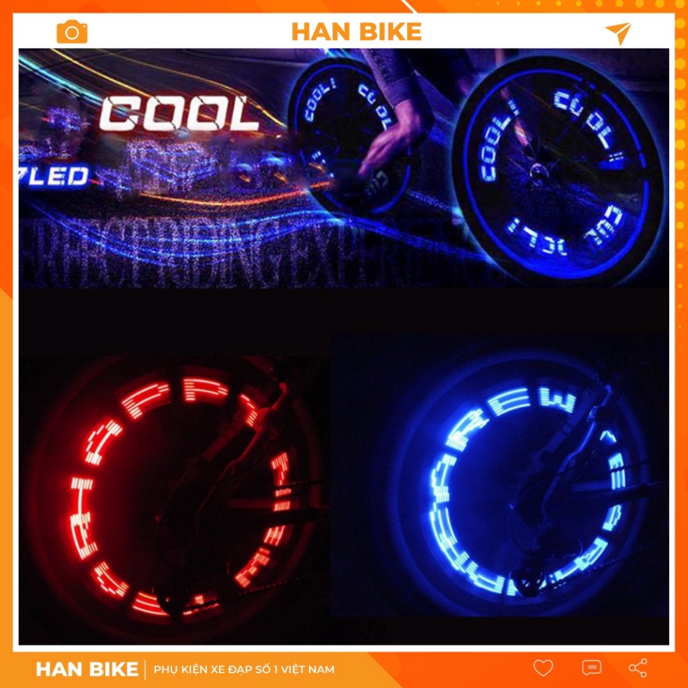 Đèn van xe đạp DX19 gắn van xe 7 bóng led có chữ