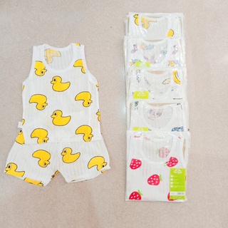 Bộ đồ bé trai bé gái, vải cotton giấy sát nách