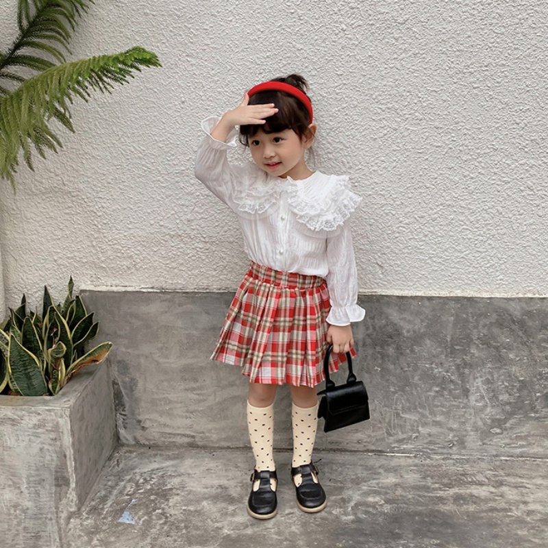 Áo tay dài cổ búp bê thoải mái thời trang mùa thu dành cho bé gái