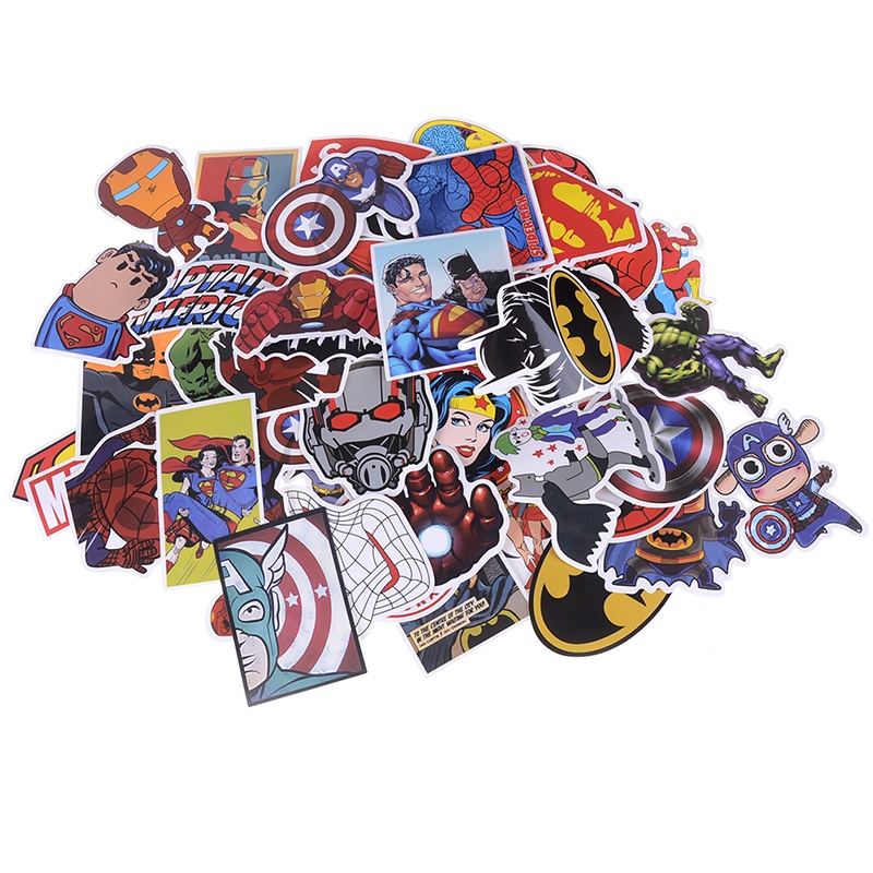 Set 50 Miếng Dán Trang Trí Hình Siêu Anh Hùng Marvel Diy