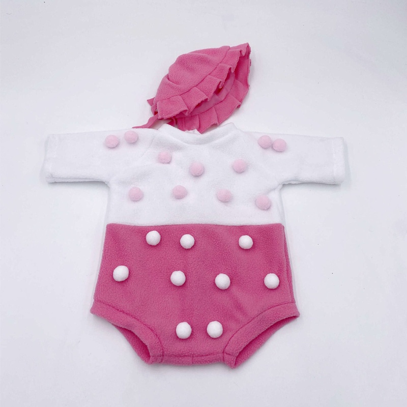 Bộ 2 Món Áo Liền Quần + Mũ Beanie + Bóng Lông Nhỏ Dùng Chụp Ảnh Cho Bé Sơ Sinh