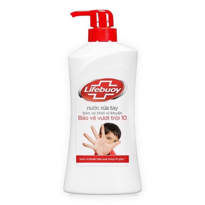 [LIFEBUOY] Nước rửa tay Lifebuoy giúp sạch khuẩn và bảo vệ vượt trội khỏi 99.9% vi khuẩn tốt nhất - chai 180g/500g