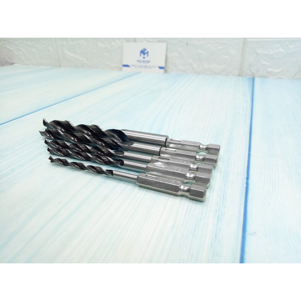 Bộ mũi khoan chân lục giác, khoan gỗ chân lục giác 6.35   Nghề Mộc