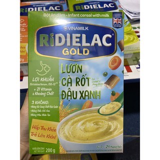 BỘT ĂN DẶM RIDIELAC GOLD LƯƠN CÀ RỐT ĐẬU XANH - HỘP GIẤY 200G