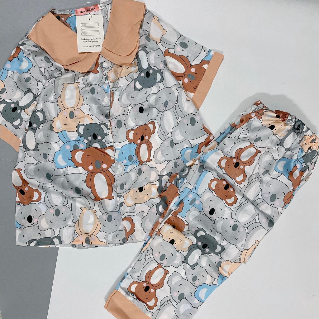 Đồ bộ pijama tay ngắn quần dài chất lụa satin size: M,L,XL