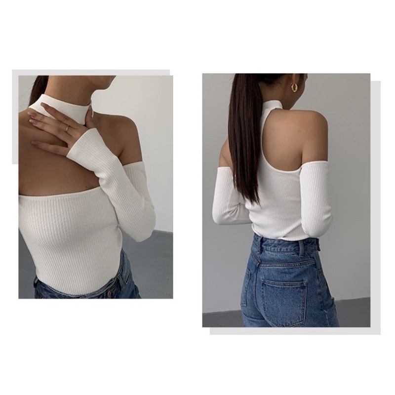 Áo bẹt vai cổ choker