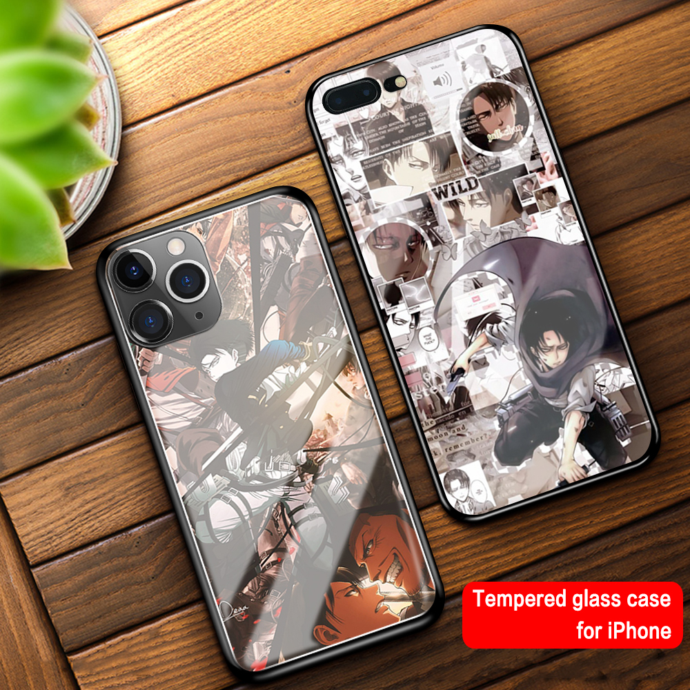 Ốp Lưng Mặt Kính Họa Tiết Attack On Titan Cho Iphone 6 6s 7 8 Plus X Xr Xs Max 11 12 Pro Max 12 Mini