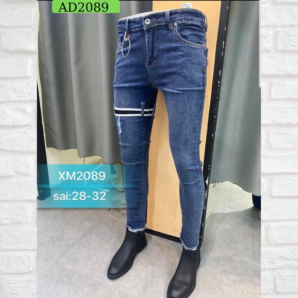 Quần jean nam tenji màu xanh không rách chất bò cao cấp co dãn 4 chiều cực đẹp, quần rin nam QDJ209 Nhiều mẫu mới