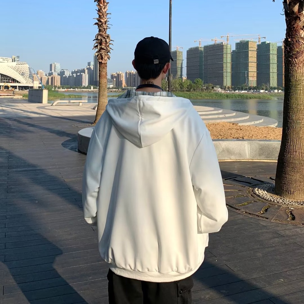 Áo Khoác Tay Dài Có Thể Đảo Ngược Họa Tiết Caro áo khoác hoodie Phong Cách Hàn Quốc áo khoác dây kéo Cổ Điển Thời Trang áo khoác nữ Thường Ngày Dành Áo hoodie Nam Nữ