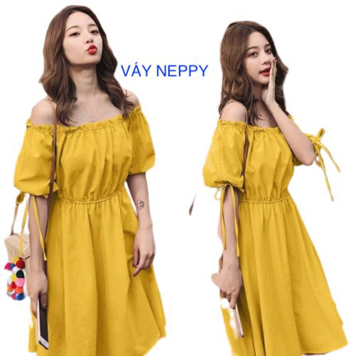 Đầm Nữ Váy Trễ Vai Tay Lỡ Trắng Vàng Xanh Hồng Đi Biển Công Sở Đẹp Neppy N0A59 sexy