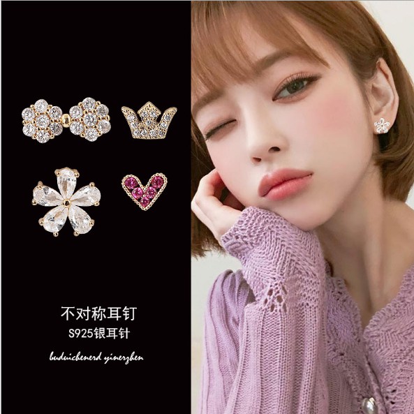 Bông tai Bạc 925 Phong Cách Hàn Quốc - SET HOA TAI NHÍ ĐÁNG YÊU( Cao Cấp )- ẢNH CHỤP THẬT