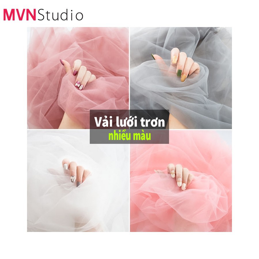 MVN Studio - Vải tuyn lưới trơn phụ kiện phông nền chụp ảnh có 5 màu tùy chọn ( kích thước 100x150cm)