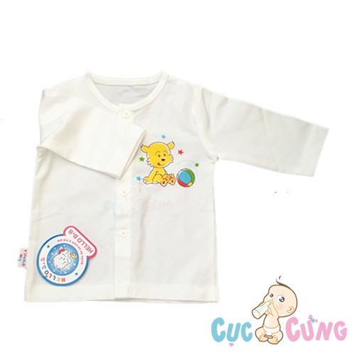 Áo sơ sinh Hello B&B cài nút giữa tay dài số 3 - hình con chó