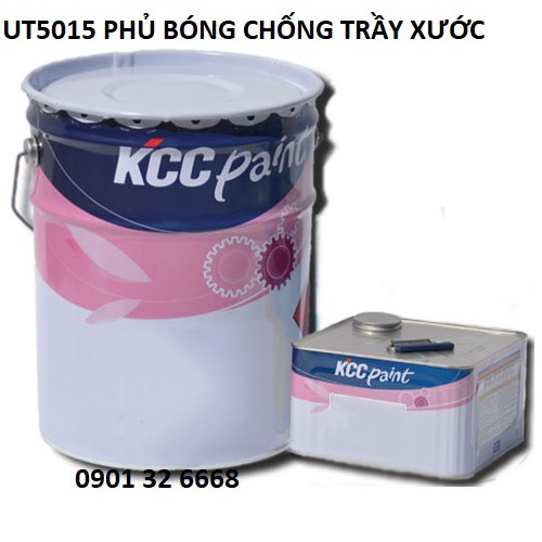 Sơn phủ bóng trong suốt KCC UT5015 chống trầy xước cho bê tông, gỗ, sàn epoxy, tường sơn nước